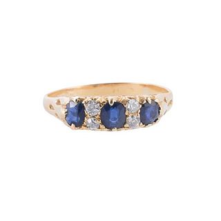 Antique 18k Gold Diamond Sapphire Ring