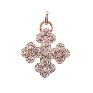 Crivelli 18k Gold Fancy White Diamond Cross Pendant