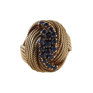 18k Gold Knot Sapphire Ring