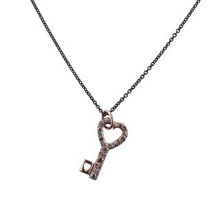 Dodo Gold Silver Diamond Key Pendant Necklace 