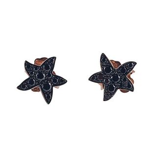 Dodo Black Diamond Star Gold Stud Earrings