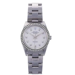 Rolex Air King MOP Diamond Dial Steel Watch 14000