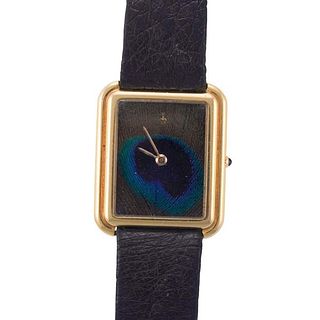 Corum Rare Peacock Feather Dial 18k Gold Watch