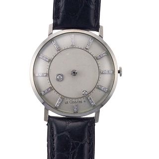 LeCoultre 1950s Mystery Dial 14k Gold Diamond Watch