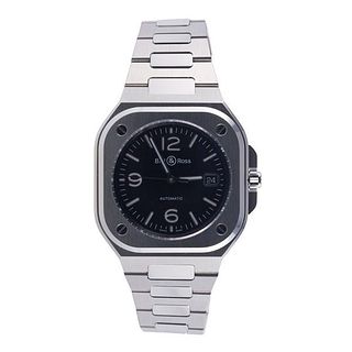 Bell &amp; Ross Black Dial Steel Automatic Watch BR05A BL ST SST