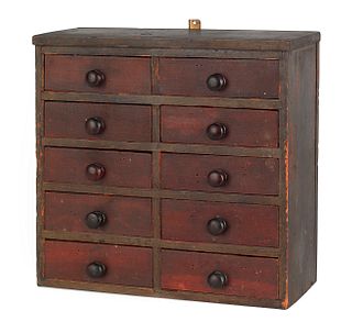 New England painted hanging apothecary chest, late