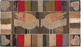 American hooked rug, late 19th/early 20th c., thee