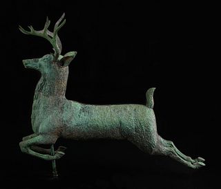 American molded copper ten-point leaping stag weat