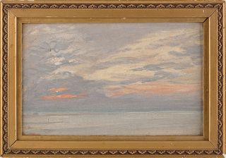 Oil on board painting of a sunset, early 20th c.,i