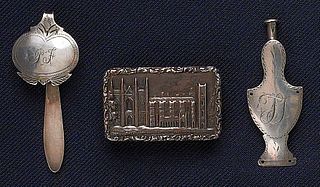 An American silver needle case, together with a si