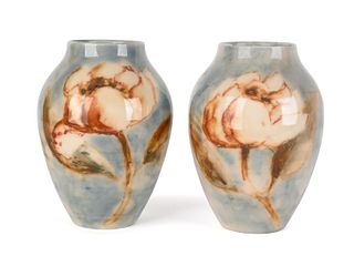 Pair of Rookwood pottery vases, 7 1/2" h.