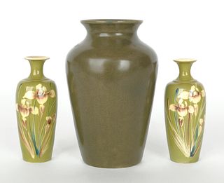 Zark pottery vase, 6 1/4" h., together with a pair