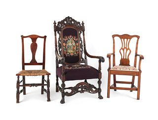 Six assorted chairs, to include two wingbacks, ann