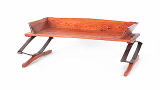 Pine wagon seat, together with a schoolmaster's de