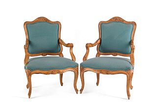 Pair of French carved armchairs.