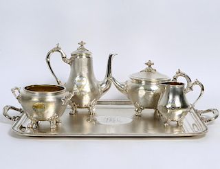 CHRISTOFLE FIVE PIECE SILVER PLATE TEA SERVICE