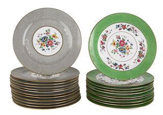 Set of ten French painted porcelain plates, togeth