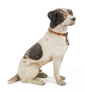 Earthenware figure of a terrier, ca. 1900, 22 1/2"