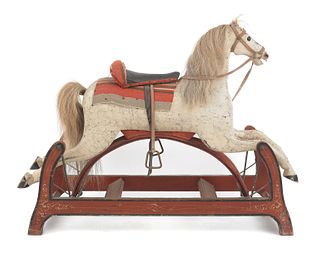 Carved and painted hobby horse, 19th c., 36" h., 4