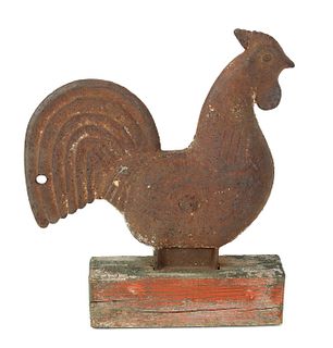 Cast iron rooster mill weight, 19th c., 18 1/4" h.