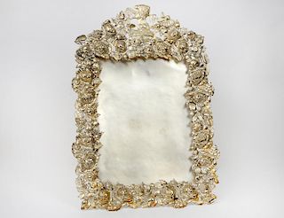 ROCOCO STYLE SILVERED METAL TABLE MIRROR
