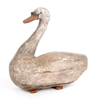 Carved and painted swan decoy, ca. 1900, 22 3/4" h
