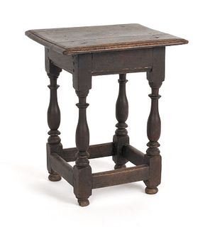 English William & Mary oak joint stool, ca. 1690,i