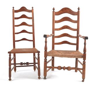 Delaware Valley ladderback armchair, ca. 1760, wit