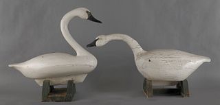 Two carved and painted swan decoy, early 20th c.,4