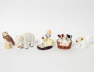 FIVE SMALL PORCELAIN ANIMAL GROUPS