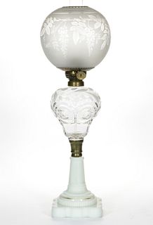 PANELED BULL'S EYE KEROSENE STAND LAMP