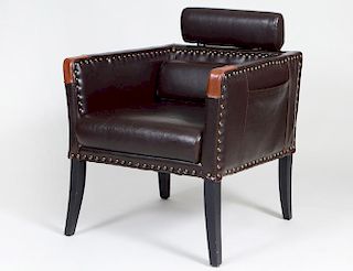 LEATHER UPHOLSTERED CLUB CHAIR