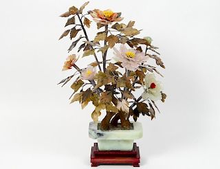 CHINESE FLOWERING MINERAL AND JADE TREE