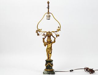 LOUIS XV STYLE GILT BRONZE FIGURAL LAMP