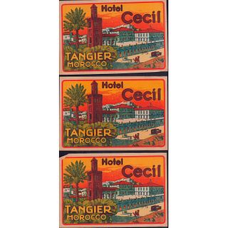 3pc Original Prints of Hotel Cecil, Tangier Morocco