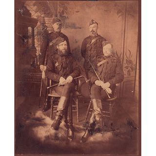 Original Monochrome Photograph, Four Officers