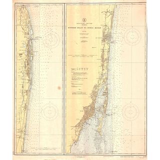 USC&GS Map, Jupiter Inlet to Fowey Rocks, Florida East Coast