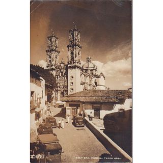 Black and White Travel Postcard, Santa Prisca de Taxco