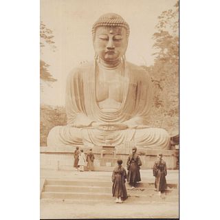 Photochrome Postcard, Buddha, Japan