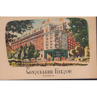 Postcard Advertising Castellana Hilton, Madrid