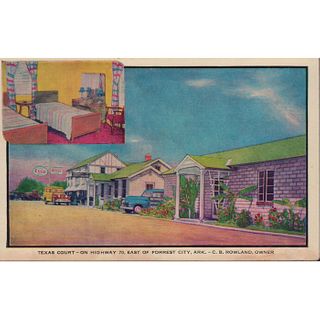 Postcard, Advertising Postcard, Texas Court, Arkansas