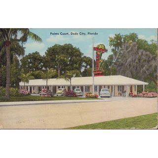 Vintage Postcard, Palms Court, Florida