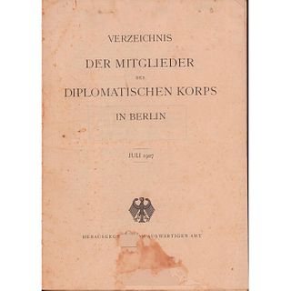 Directory of the Members of the Diplomatic Corps Berlin 1927