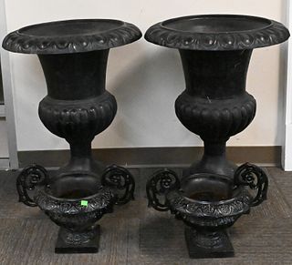 Two Pairs of Painted Outdoor Iron Urns