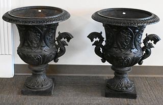 Pair of Painted Outdoor Iron Urns