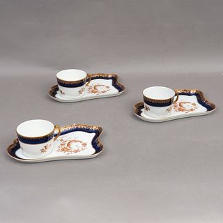 SERVICIO PARA CAFÉ FRANCIA SIGLO XX Elaborados en porcelana Limoges Sellado inferior Goumot- Libesse Modelo Bruxellas  D...