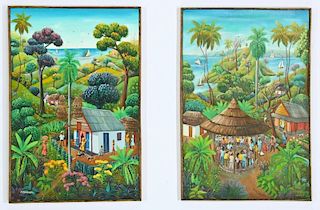 Jean David Boursiquot (Haitian) Two Paintings