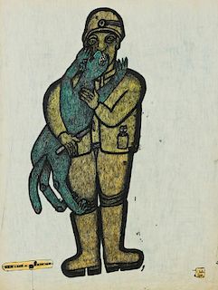 Vojislav Jakic (Serbia, 1932-2003) Drawing, 1988