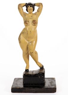IMPORTANT LESLIE GARLAND BOLLING (VIRGINIA, 1898-1955) FOLK ART CARVED AND PAINTED FIGURE OF A NUDE WOMAN
