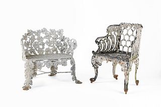 Two lead garden seats, late 19th c.